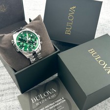 Bulova Marine Star 96B396 Green Dial Chronograph Men's Quartz Watch  43mm