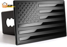 American Flag Metal Trailer Hitch Cover For 2 Inch Receivers Matte Black