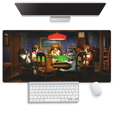Large Gaming Mouse Pad (31.5'' x 15.8'') - Dogs Playing Poker Oil Painting Art ...