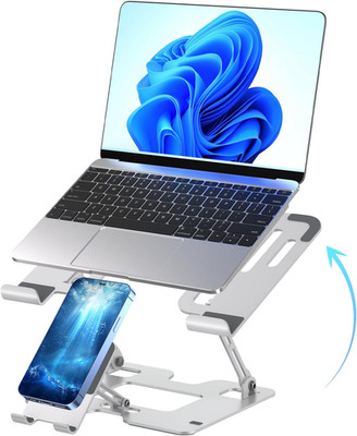 Adjustable Laptop Stand 2-in-1 Phone Holder - Ergonomic Desk Riser for Home Offi
