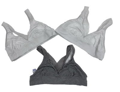 SECRET TREASURES 3 WOMENS LARGE 36 B/C SOFT MICROFIBER BRAS GREY & WHITE