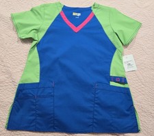 WonderWink WonderFlex 6608 Small Royal/green/hot Pink Scrub Top