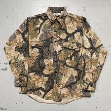 Vintage Predator Camo Button Hunting Shirt Made In USA Cotton M