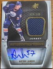 2011-12 SPx Rookie Jersey Autograph Anton Lander #184 #’d 418/799