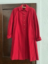 1940s Vintage Womens Red Wool Coat With Plastic Buttons