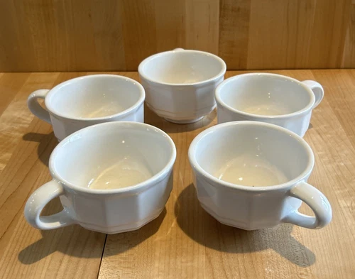 Pfaltzgraff Heritage White Flat Coffee Tea Cups - Set of 5 - USA