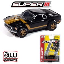 Auto World Super III 1970 Ford Mustang Black HO Scale Slot Car