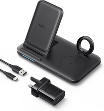 ANKER 335 WIRELESS CHARGER,3 IN 1 WIRELESS CHARGING STATION WITH ADAPTER - BLACK