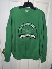 VINTAGE 90s PHILADELPHIA EAGLES CREWNECK SWEATSHIRT KELLY GREEN NUTMEG Men  s XL