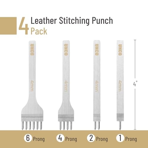 - Leather Stitching Punch, 4 Pack, 4 mm, 1/2/4/6 Prong, Leather Stitch Punch, - Picture 2 of 7