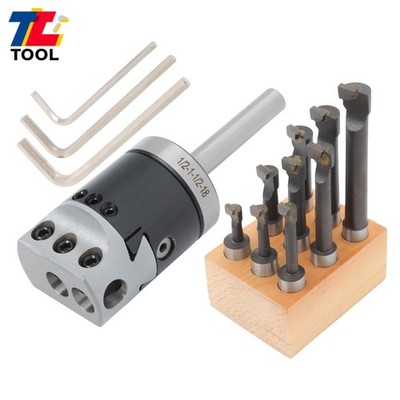 2'' Boring Head with 1/2'' Straight Shank and 9 Pack C6 Boring Bar Set