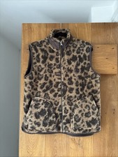 Chaleco polar para mujer Chelsea Peers talla 12 mediano reversible marrón estampado animal