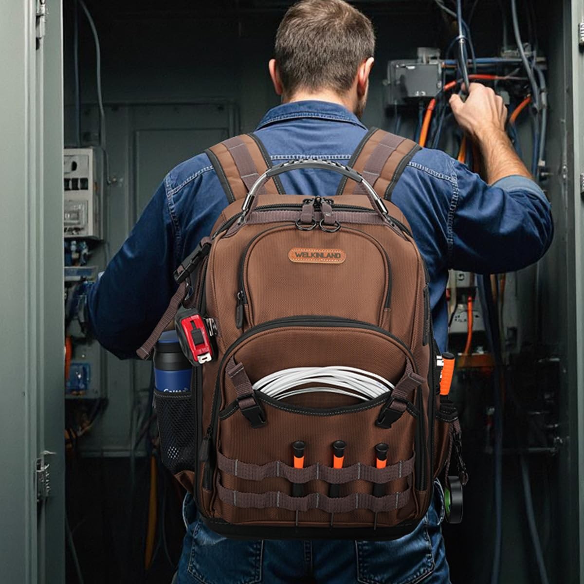 チャッカリン  WELKINLAND-70Pockets HVAC Backpack, Heavy-Duty Electrician Tool