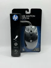 NEW HP USB 3 Button Mouse 1000 DPI Optical Sensor Color BLACK KY619AA#ABA