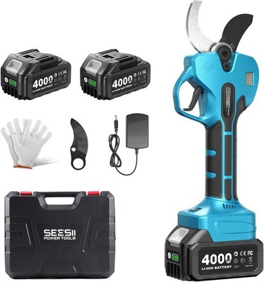 SeeSii Battery Pruning Shears 50mm Electric Secateurs w/ 2 x4,0Ah Batteries SK5