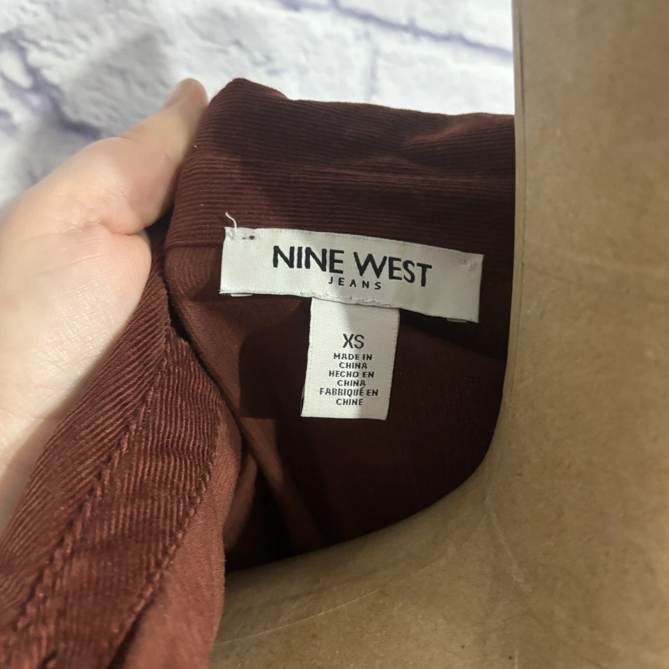 Nine West Rust Corduroy Shirt Dress XS Button Long Sleeve Cottagecore Fall - Image 2 of 4