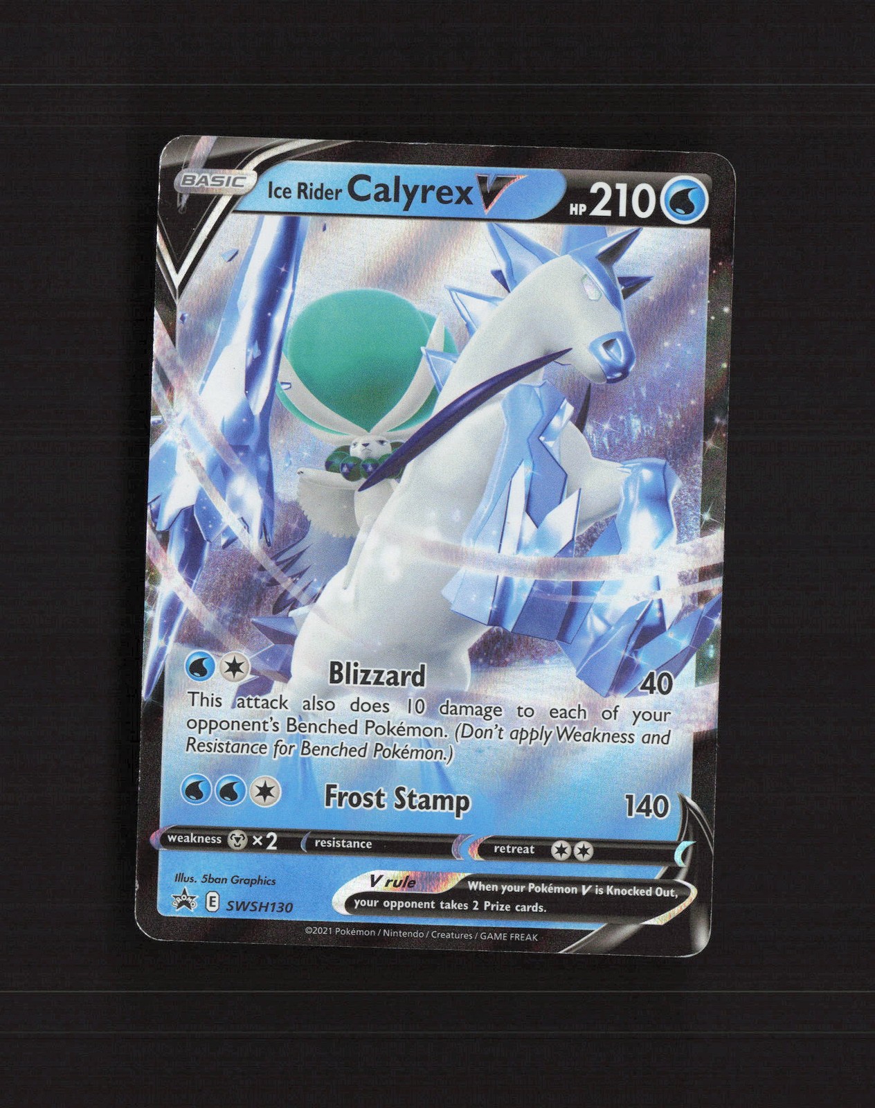 Ice Rider Calyrex V SWSH130 Sword & Shield Black Star Promo Holo Pokemon Card MP