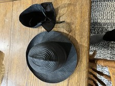 Authentic Amish Black Ladies Bonnet And Mans Black Hat Size 6 3/4 Great Display