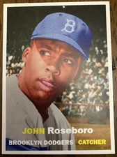 BROOKLYN DODGERS: John Roseboro Custom Modern 1957 Style Art Card