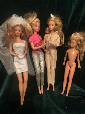 Midge Wedding Day Barbie, Barbie And The Rockers, Skipper, 1 More 1980s Lot Of 4