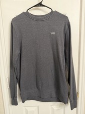 VANS Men's Gray Crew Neck Fleece Pullover Sweatshirt Logo Accent Size S
