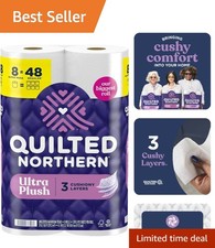 Three-Ply Ultra Plush Toilet Paper, 8 Mega Rolls  48 Regular Rolls, Unscented