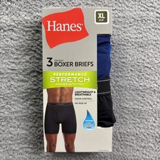 Hanes Boxer Briefs Mens XL 40-42" Tagless 3 Pack Cotton Stretch Breathable