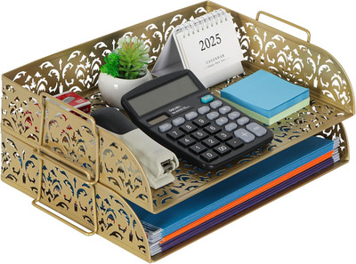 Paper Organizer for Desk 2 Tier Stackable Paper Tray for A4 Legal Size Folders M