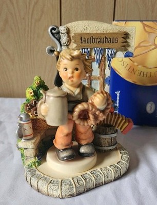 Vintage Hummel Scape Bavarian Bier Garden 1016-D With 2093 Pretzel Boy