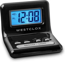 Westclox LCD Digital Bedside Alarm Clock with Blue Backlit One Size, Black 