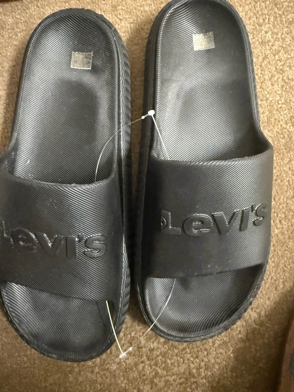 Levi's Men's Slide Sandals Black US 12 EVA Upper/Insole Logo Slip-On Casual