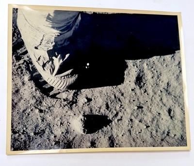 Vintage NASA Apollo 11 Photo 1969 First Footprint on Moon - Kodak Paper