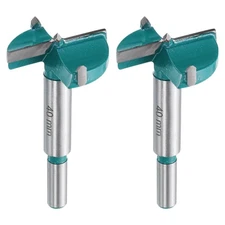 2pcs Forstner Drill Bit 1-9/16" (40mm) Carbide Wood Hole Opener Round Shank