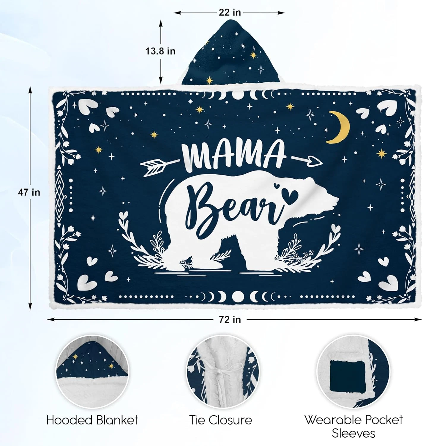 Blue Mama Wearable Hooded Blanket