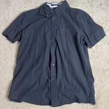 Tommy Hilfiger Mens City Poplin Slim Fit Button Down Shirt XL Blue