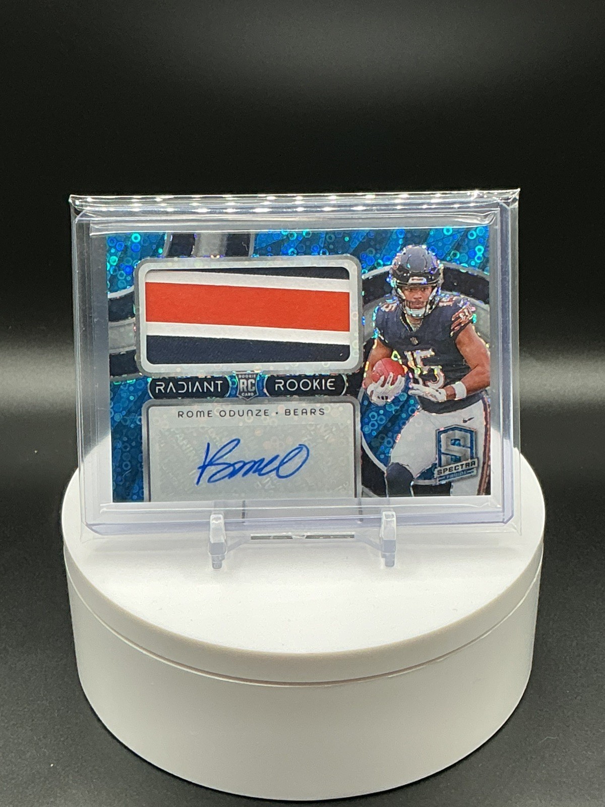 Rome Odunze Panini Spectra Radiant Rookie Patch Signatures #RRPROE Neon Blue