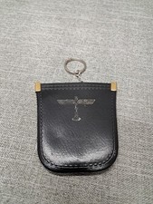 Vintage Boeing Aviation Totem Logo Keychain Key Ring Black Vinyl Pouch Holder