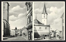 Ansichtskarte Perlesreut, Metzgerei, Mittlerer Markt, Kirche 