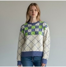 Vintage 80  s  The Aspen Lid  Wool Blend Argyle Knit Sweater