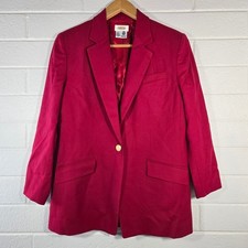 Vtg Talbots Blazer 10 Red 100 Pure New Wool Gold Button USA Classic Office