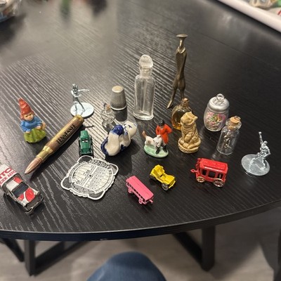 Junk Drawer Lot, Knife, Brass, Glass Bottle, Charm, Metal Train, Thimble, 20