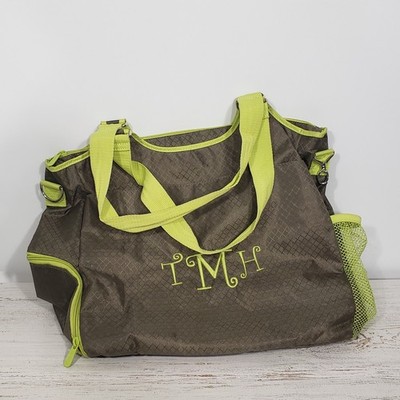 Thirty One Green Olive Tote Bag Gym Bag 16'' x 15''  Monogramed