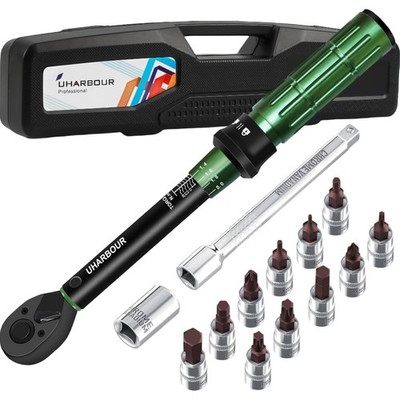 Drehmomentschlüssel Fahrrad, 3-25 Nm, Set, 1/4 Zoll, Chrom-Vanadium, präzise