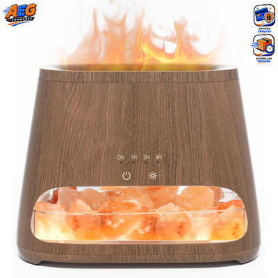 Aroma Diffuser 2-in-1 Flammeneffekt für Ätherische Öle 150ml Dunkle Holz