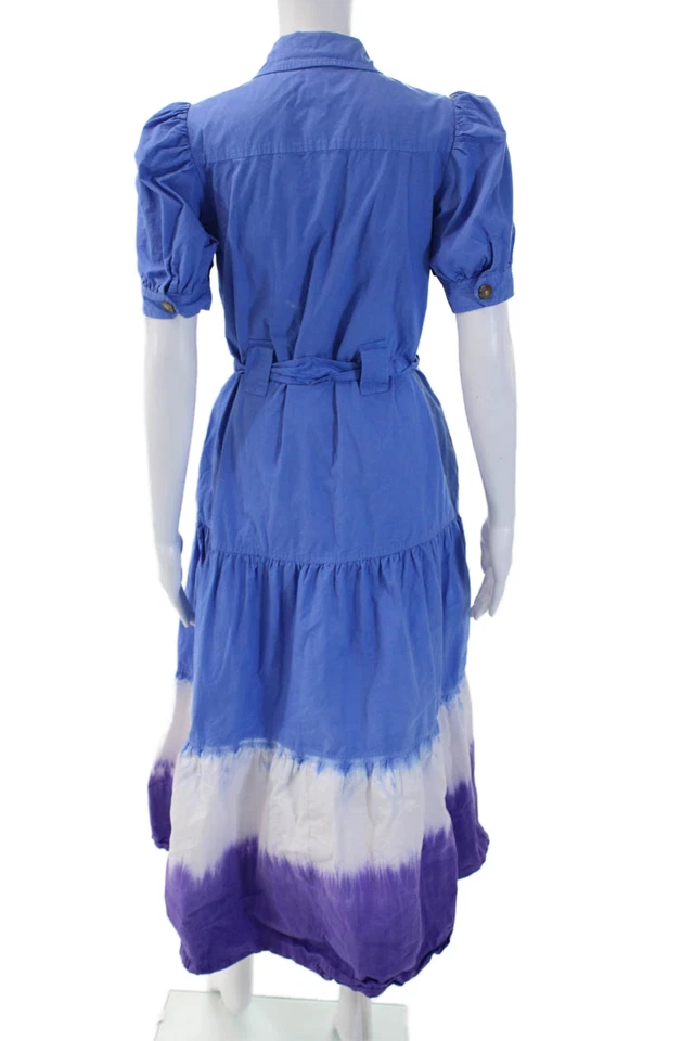 Vestido recto Derek Lam para mujer manga corta cuello ombre azul púrpura talla IT 40 Foto 3 de 4