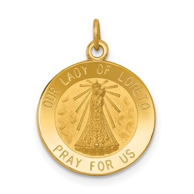 14k Unsere Liebe Frau von Loreto Medaille Bettelarmband Halskette