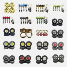 Alloy Brass wheel Rim Rubber tire Shock Absorber Fits FMS 1/18 rc crawler car