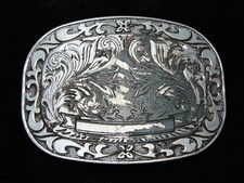 RB13149 VINTAGE 1970s  FLORAL ORNAMENTAL  WESTERN  COWBOY BELT BUCKLE