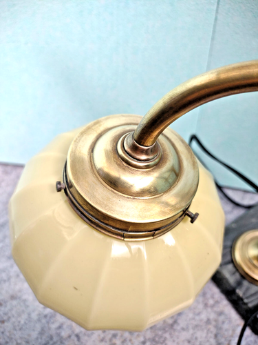 Lampada da tavolo fine 1800 Francia in ottone e vetro opalino con base in marmo - Picture 7 of 12