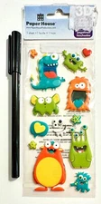 Paper House Puffy Monsters Stickers Scrapbooking Embellishment Card Making